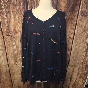 Talbots Cardigan Size 2X Dark Blue/Multicolor
